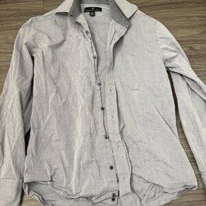 Bristol & Bull Men's Gray Button-Down Shirt Long Sleeve Casual